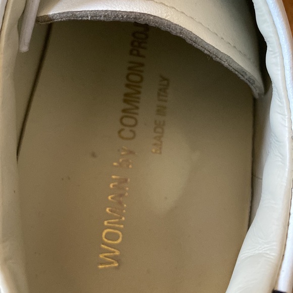 Woman by Common Projects White with Black Leather Sneakers - Picture 7 of 8